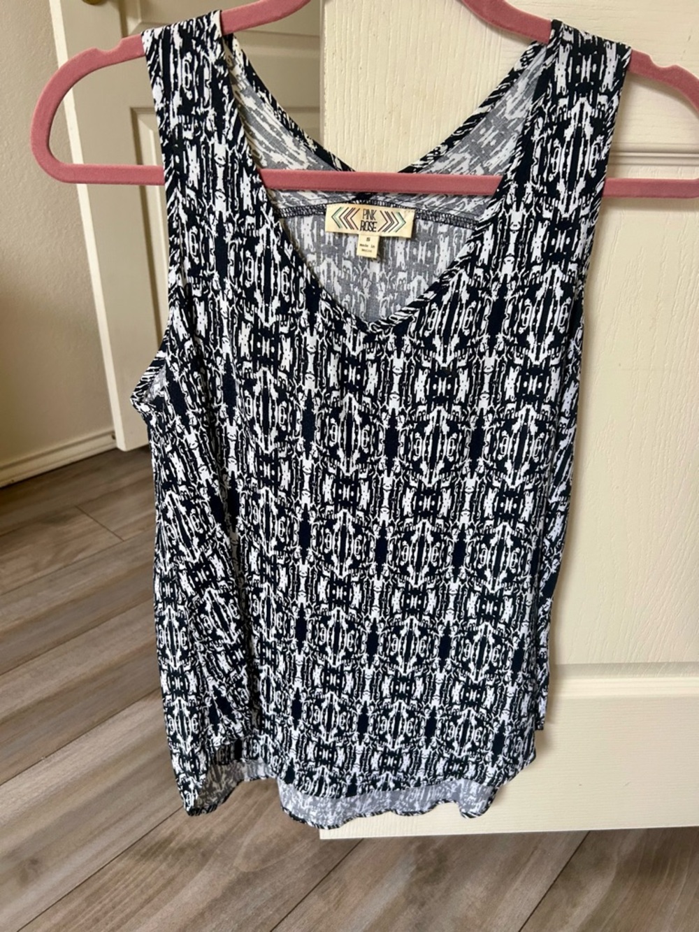 Pink Rose Black & White Blouse